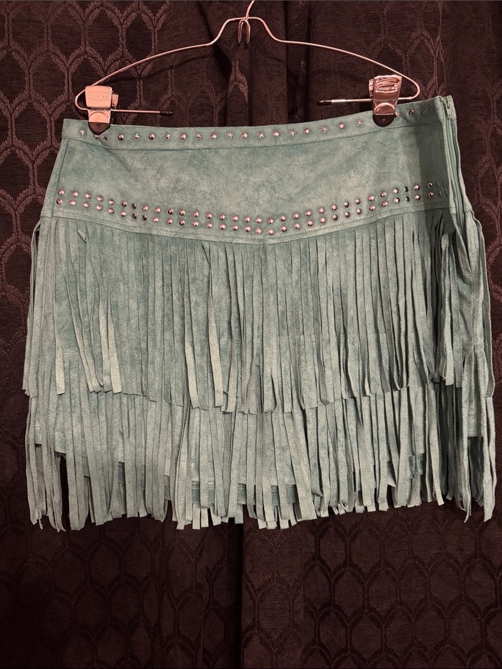 Fringed Suede-Look Mini Skirt